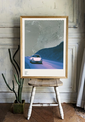 Постер с ретро-автомобилем на абстрактном фоне - 2