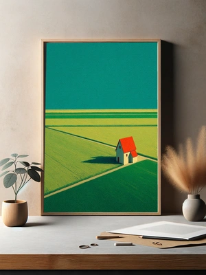 Минималистичный дом на фоне зелёных полей - 3